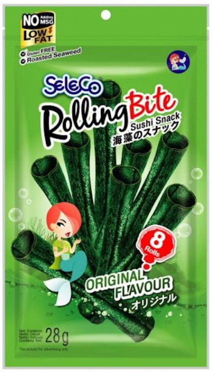 Chrupiące Glony Wodorosty Nori Original Przekąska Roll 28g SELECO