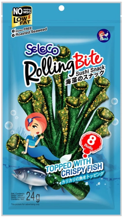 Chrupiące Glony Wodorosty Nori Rybne Przekąska Roll 24g SELECO