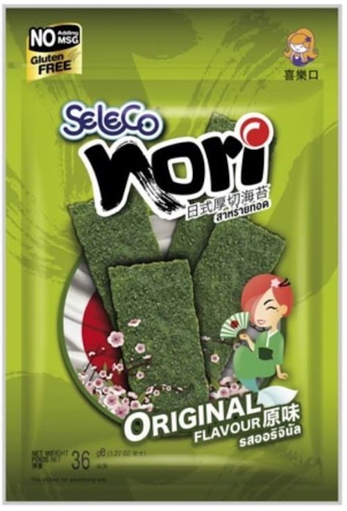 Chrupiące Glony Wodorosty Nori Original Przekąska 36g SELECO
