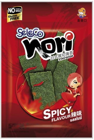 Chrupiące Glony Wodorosty Nori Ostre Przekąska 36g SELECO