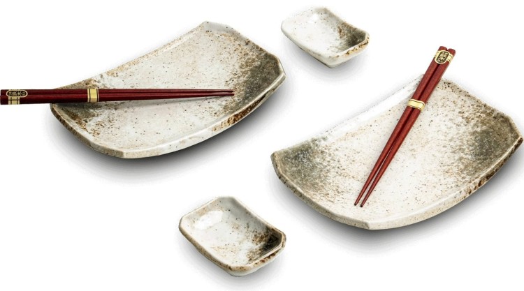 Zestaw Ceramiki Do Sushi HIKARI Jasny Kremowy Dla 2 Osób EDO JAPAN