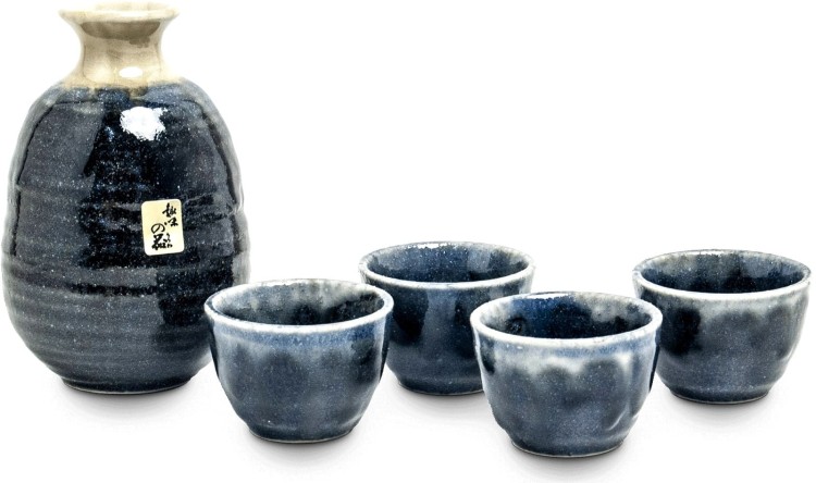 Ciemno Niebieski Zestaw Do Podawania Sake EDO JAPAN