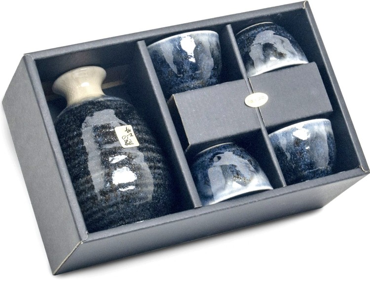 Ciemno Niebieski Zestaw Do Podawania Sake EDO JAPAN