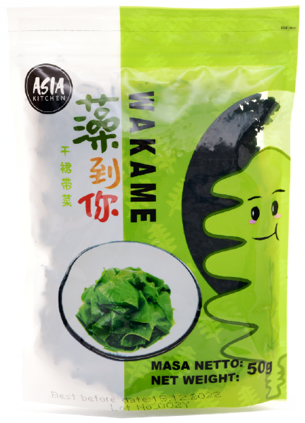 Wodorosty Glony Algi Wakame Cięte 50g ASIA KITCHEN