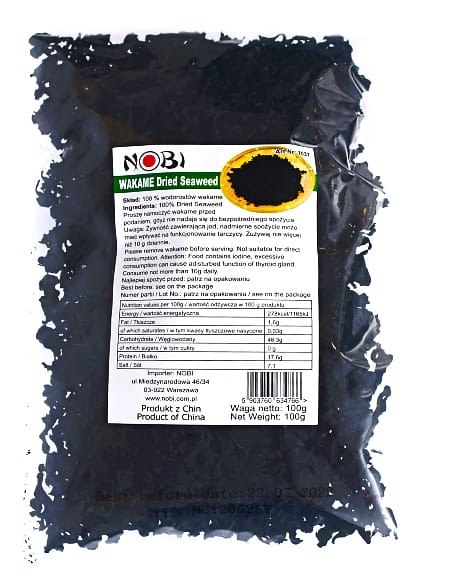 Wodorosty Glony Algi Wakame Cięte 100g NOBI