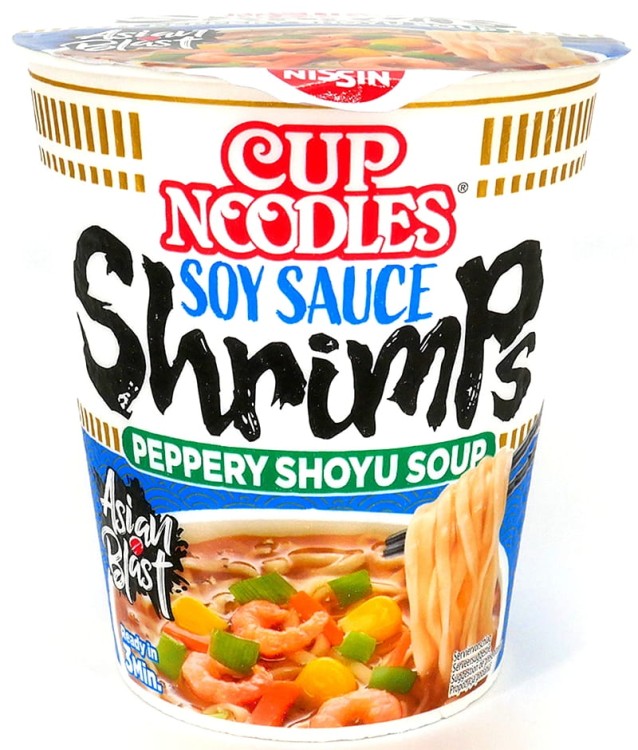 Zupka Makaron Błyskawiczny 350ml Krewetki Shoyu Cup 63g NISSIN
