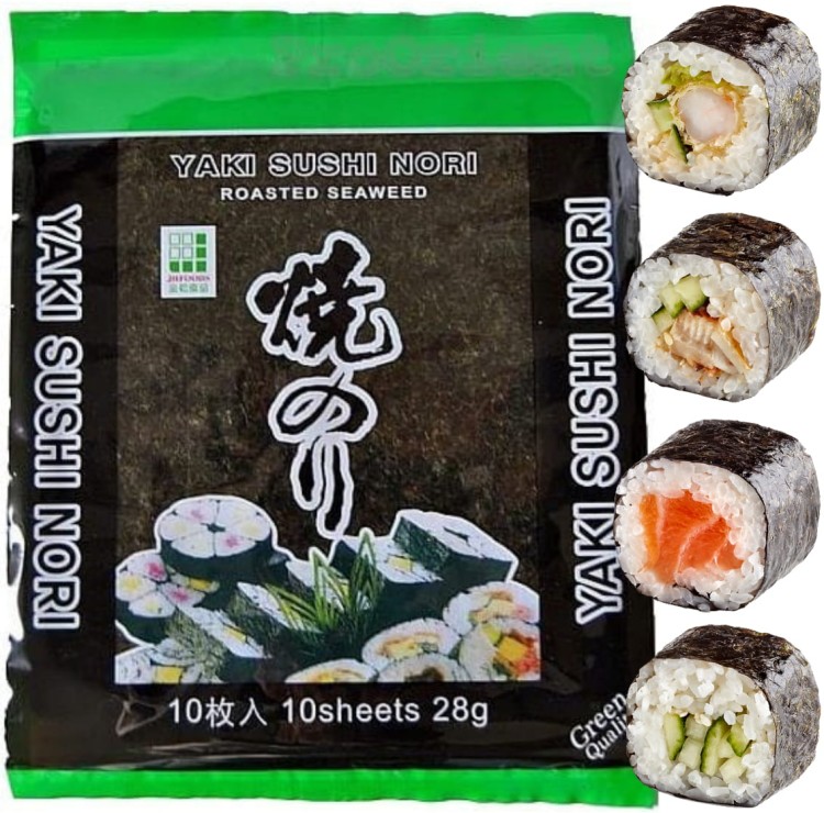 Wodorosty Glony Algi Nori Green 10 Sztuk JHFOODS