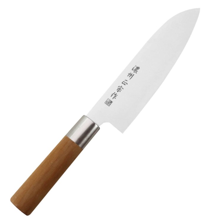 Satake Masamune Japoński Zestaw 2 Noży Nóż Santoku 17cm i Uniwersalny 12cm w Drewnianym Etui