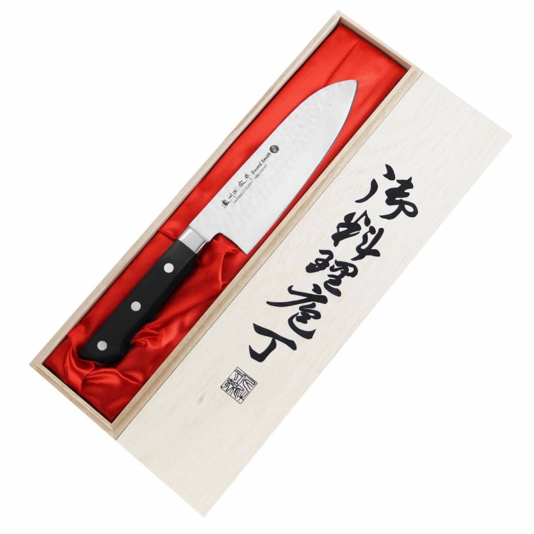Satake Noushu Nóż Santoku 17cm w Drewnianym Pudełku