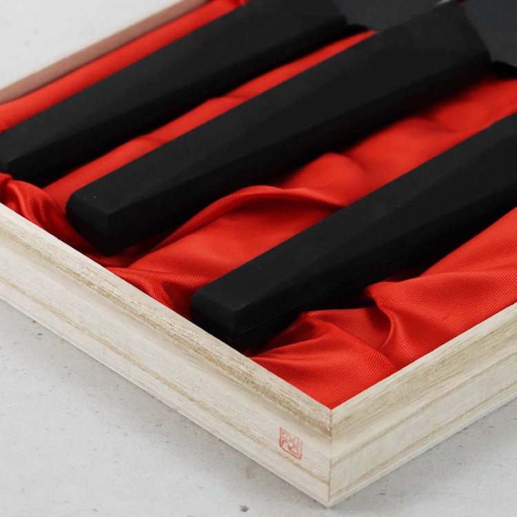 Satake Black Zestaw 3 Noży w Drewnianym Pudełku