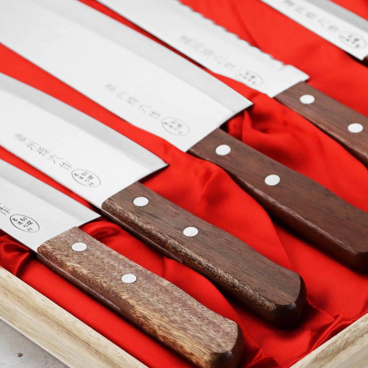 Satake Tomoko Zestaw 6 Noży w Drewnianym Pudełku