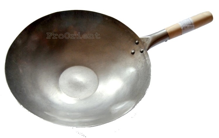 Patelnia Wok 14 Cali Płaskie Dno Ręcznie Kuty 35cm PROORIENT