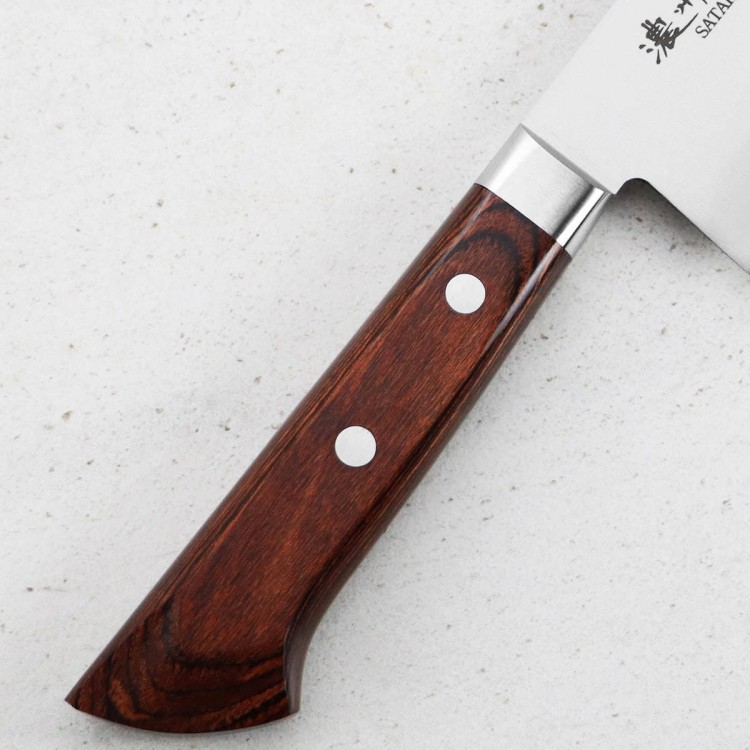Satake Unique Shirogami Nóż Santoku 17cm w Drewnianym Pudełku