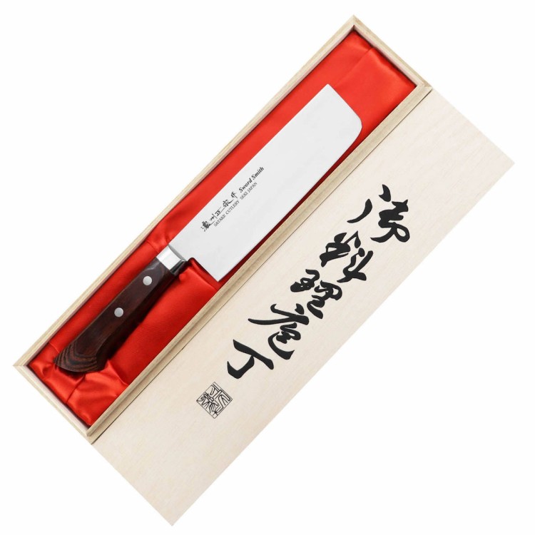 Satake Unique Shirogami Nóż Nakiri 17cm w Drewnianym Pudełku