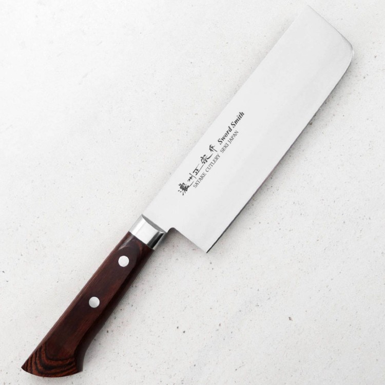 Satake Unique Shirogami Nóż Nakiri 17cm w Drewnianym Pudełku