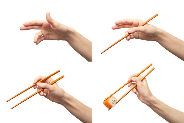 Drewniane Brązowe Pałeczki Różne Niebieskie Wzory 5 Par 22,5cm ORIENTAL ESSENTIALS