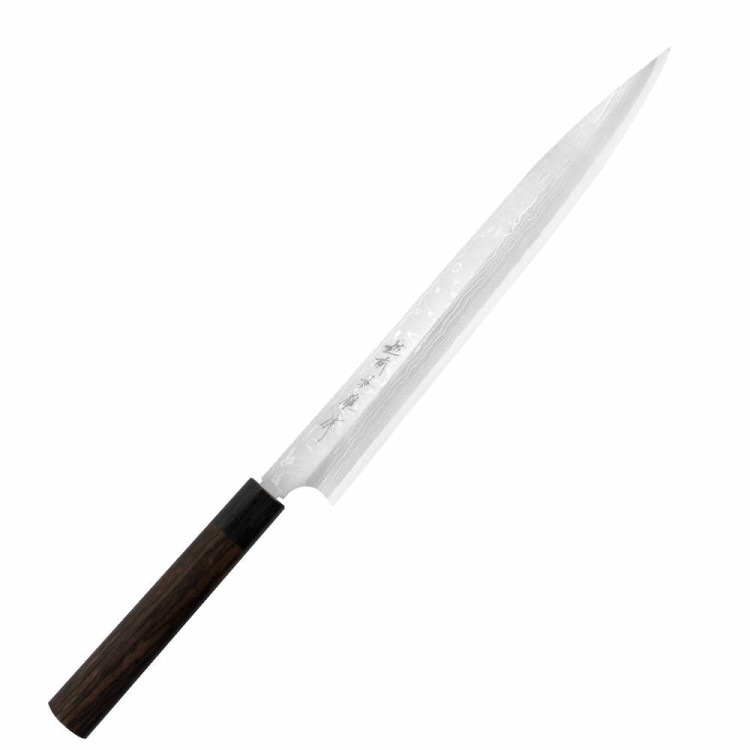 Hideo Kitaoka Nóż Shirogami Satin Damascus Yanagi 30cm