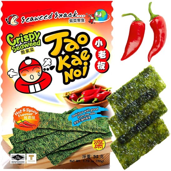 Chrupiące Glony Nori Ostre Przekąska 32g TAO KAE NOI