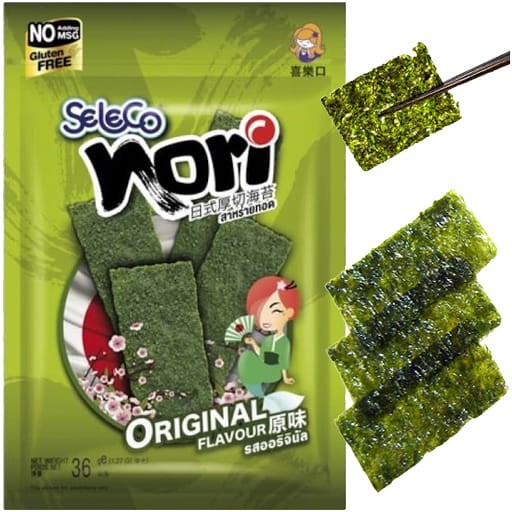 Chrupiące Glony Wodorosty Nori Original Przekąska 36g SELECO