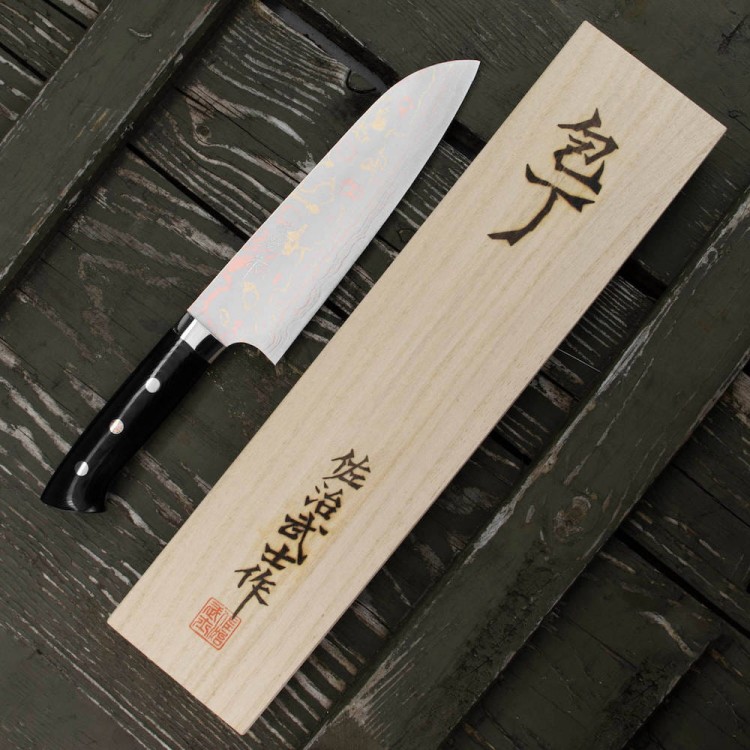 Takeshi Saji Blue Steel Nóż Santoku Ręcznie Kuty 18 cm