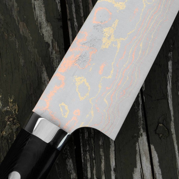 Takeshi Saji Blue Steel Nóż Santoku Ręcznie Kuty 18 cm