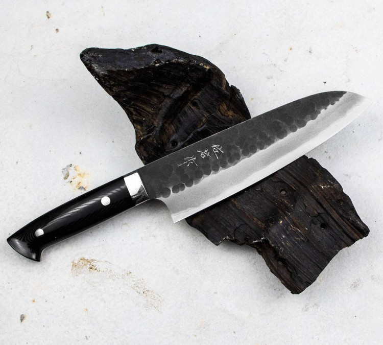 Takeshi Saji Super Aogami Ręcznie Kuty Nóż Santoku 18cm