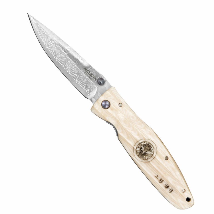 Mcusta Sengoku White Micarta Nóż Damascus