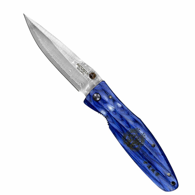 Mcusta Sengoku Blue Pakka Nóż Damascus