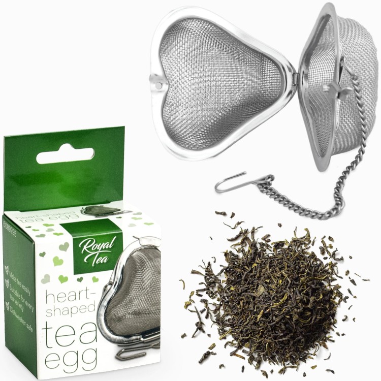 Zaparzacz Sitko Do Herbaty i Ziół Stalowe Serce z Łańcuszkiem ROYAL TEA