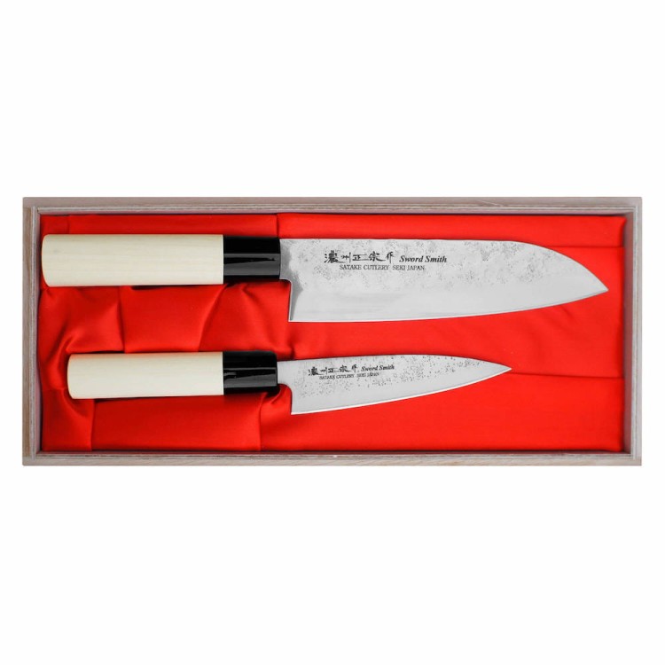 Satake Nashiji Natural Zestaw Santoku + Uniwersalny