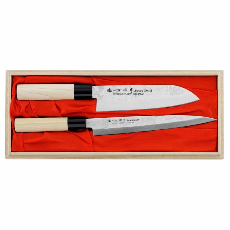 Satake Nashiji Natural Zestaw 2 Noży Santoku + Sashimi
