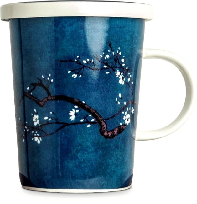 Kubek Do Herbaty z Ceramicznym Filtrem Niebieski Kwiat Magnolii ROYAL TEA