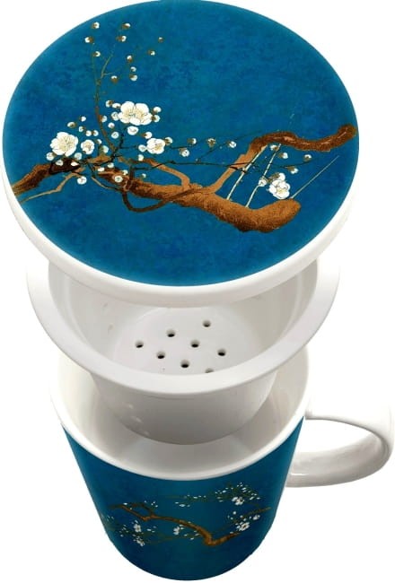 Kubek Do Herbaty z Ceramicznym Filtrem Niebieski Kwiat Magnolii ROYAL TEA