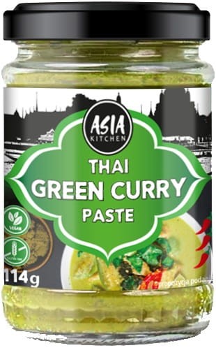 Tajska Ostra Zielona Pasta Zielone Curry w Słoiczku Mieszanka Przypraw 114g ASIA KITCHEN