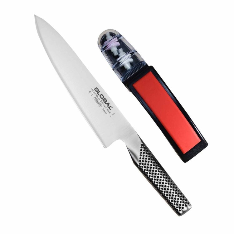 Global Japoński Zestaw Starter Nóż Szefa Kuchni G-2 i Ostrzałka 220/BR