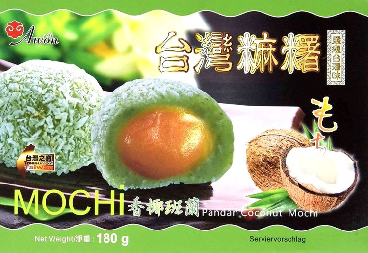 Ciasteczka Ciastka Ryżowe Mochi Kokos i Pandan 180g AWON
