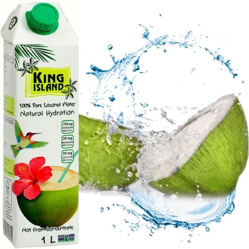 Naturalna Zdrowa Woda Kokosowa z Zielonego Kokosa 100% Nawodnienie 1000ml 1 Litr KING ISLAND