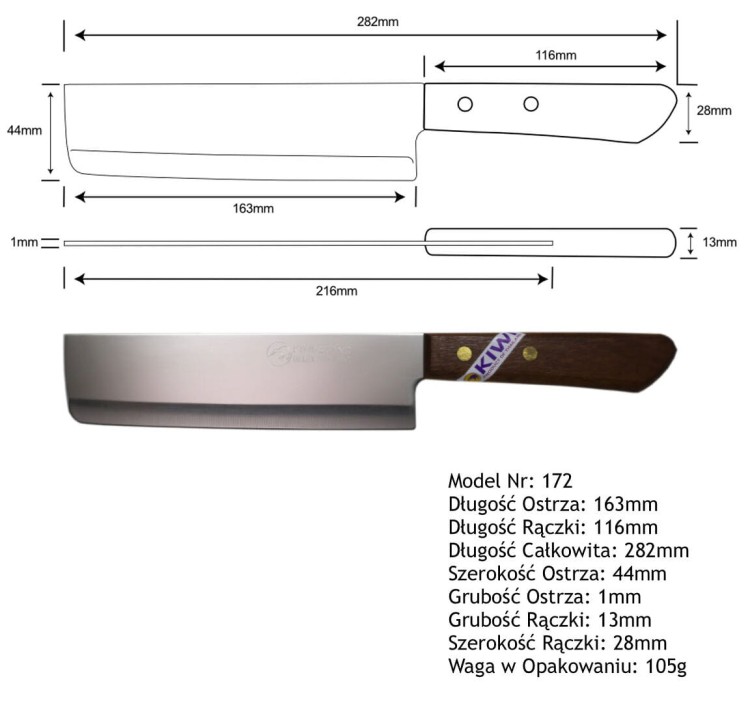 Nóż Tasak Uniwersalny Do Siekania 17,8cm KIWI