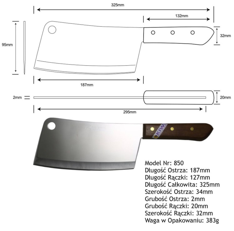 Ciężki Tasak Tajskiego Szefa Kuchni 32cm KIWI