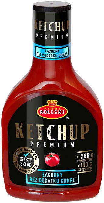 Ketchup ŁAGODNY Bez Cukru i Glutenu Dla Vegan PREMIUM 425g ROLESKI