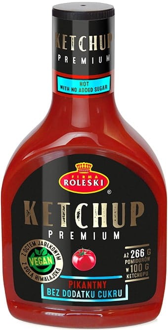 Ketchup PIKANTNY Bez Cukru i Glutenu Dla Vegan PREMIUM 425g ROLESKI