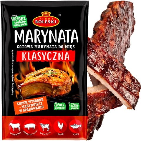 Marynata Klasyczna Do Mięsa i Ryb Bez Glutenu i Konserwantów 200g ROLESKI