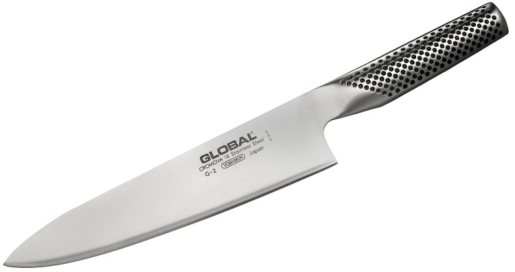 Global Japoński Zestaw Nóż Szefa Kuchni 20cm G-2 i Ostrzałka MinoSharp G-2220GB