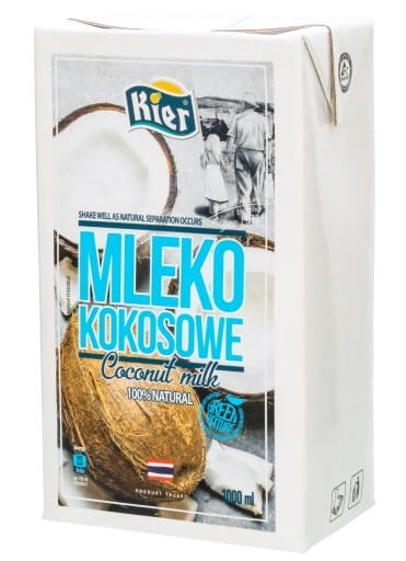 10x Mleko Mleczko Kokosowe 100% Naturalne KARTON 1L KIER