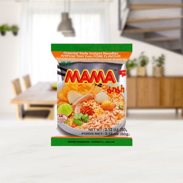 KARTON Tajska Zupka Błyskawiczna Makaron Instant Wieprzowina Tom Yum 30x60g MAMA