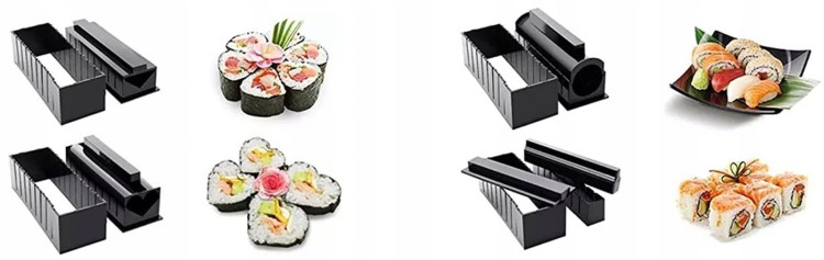 Zestaw Komplet 10 Foremek Forma Do Zawijania Sushi Serce i Kształty