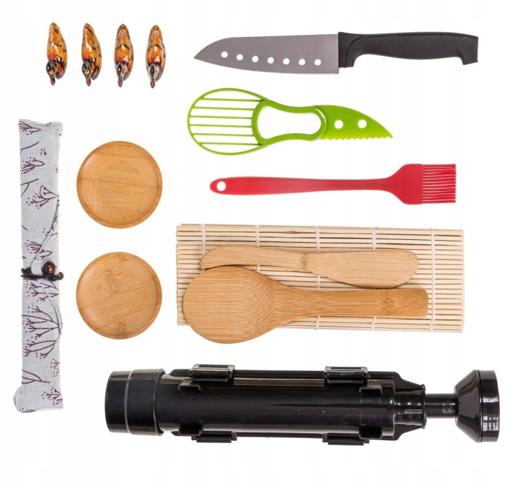 Zestaw Maszynka Roller Do Robienia Sushi Z Rolką Mata Nóż XXL