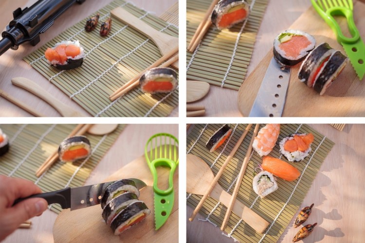 Zestaw Maszynka Roller Do Robienia Sushi Z Rolką Mata Nóż XXL