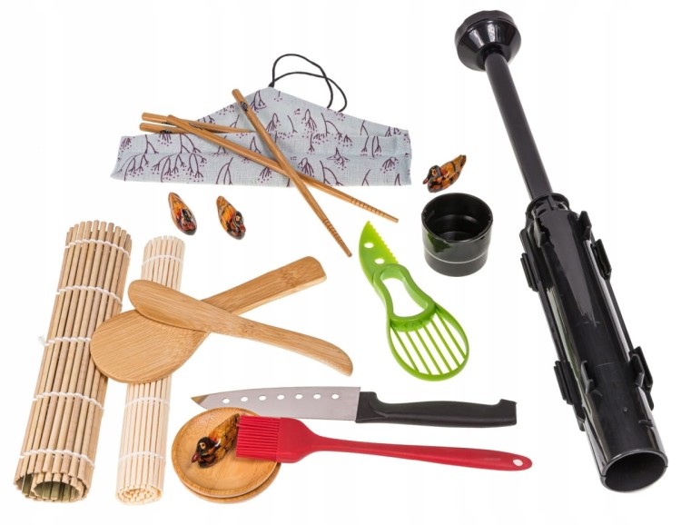 Zestaw Maszynka Roller Do Robienia Sushi Z Rolką Mata Nóż XXL