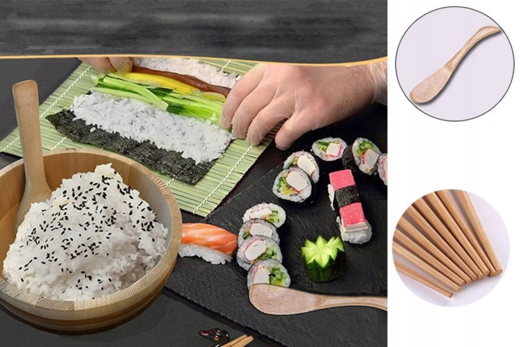 Zestaw Maszynka Roller Do Robienia Sushi Z Rolką Mata Nóż XXL